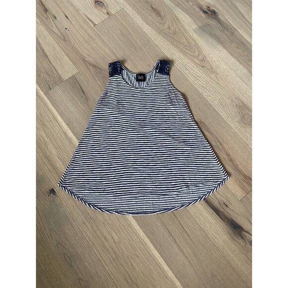W5 Womens Navy and Gray Striped Lace Sleeveless Swing Tank Top Size Small - Picture 3 of 8